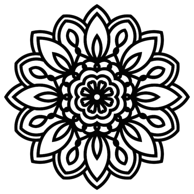 mándala Flor de garabato redonda ornamental aislada sobre fondo blanco. Elemento de círculo geométrico.