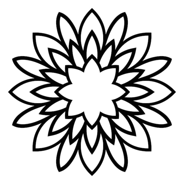mándala Flor de garabato redonda ornamental aislada sobre fondo blanco. Elemento de círculo geométrico.