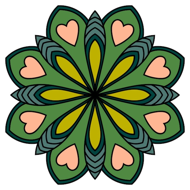mándala Flor de garabato redonda ornamental aislada sobre fondo blanco. Elemento de círculo geométrico.