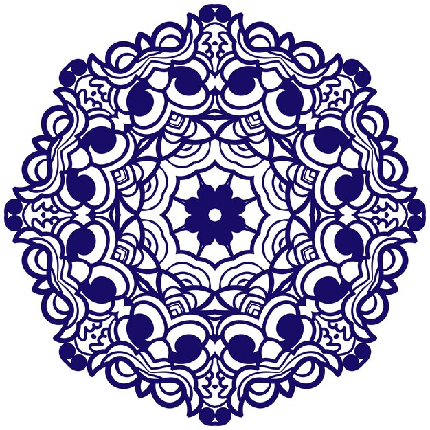 mándala Flor de garabato redonda ornamental aislada sobre fondo blanco. Elemento de círculo geométrico