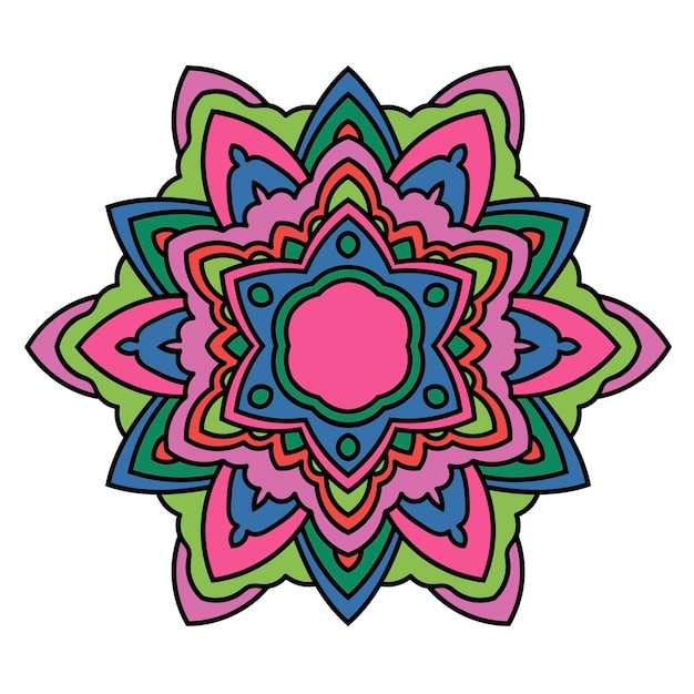 mándala Flor de garabato redonda ornamental aislada sobre fondo blanco. Elemento de círculo geométrico