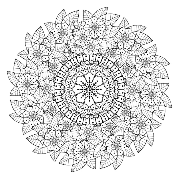 mandala con flor para henna, mehndi, adorno decorativo en estilo étnico oriental.