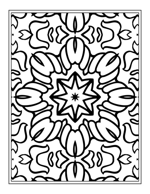 Mandala flor patrón blanco y negro para colorear página del libro