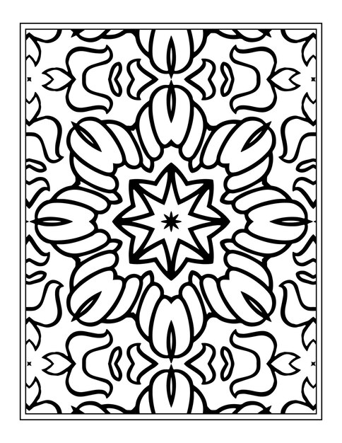 Mandala flor patrón blanco y negro para colorear página del libro