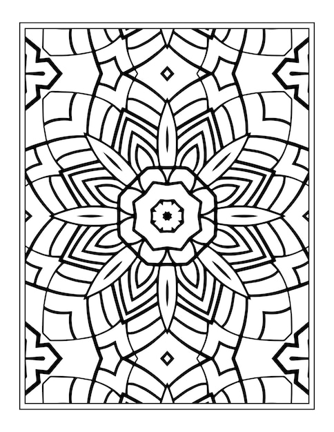 Mandala flor patrón blanco y negro para colorear página del libro