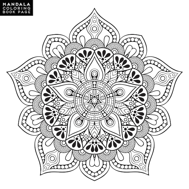 Mandala de la flor. Vintage elementos decorativos. Patrón oriental, ilustración vectorial. Islam, árabe, indio, marroquí, españa, turco, paquistán, chino, místico, otomano motivos. Página del libro para colorear