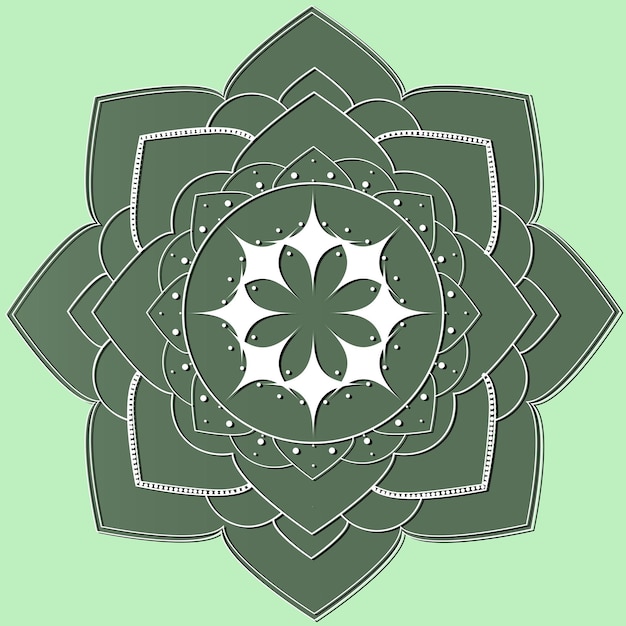 Mandala floral blanca y verde.