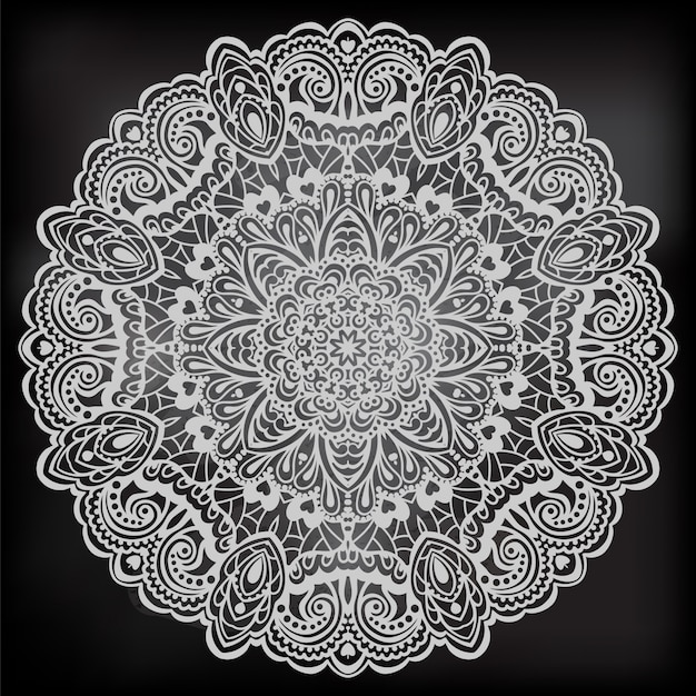 Mandala floral blanco y negro