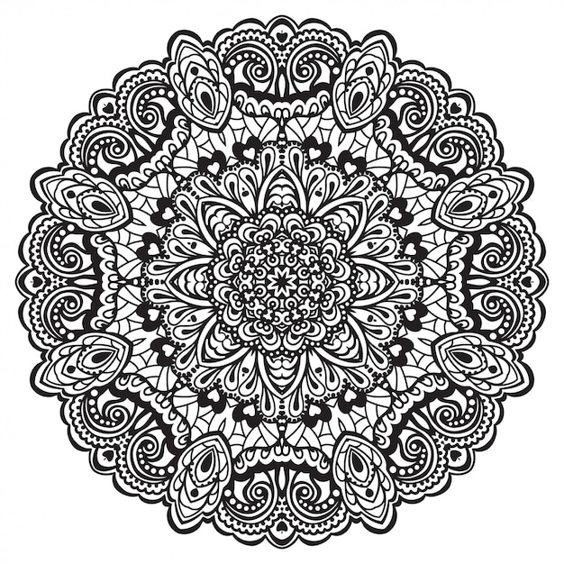 Mandala floral blanco y negro