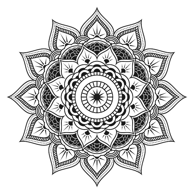 Mandala floral en blanco y negro