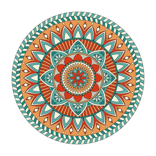 Mandala floral de color, ilustración vectorial