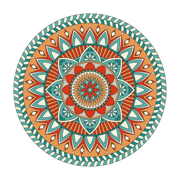 Mandala floral de color, ilustración vectorial