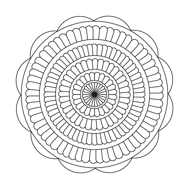 Mandala floral de color negro dibujado a mano