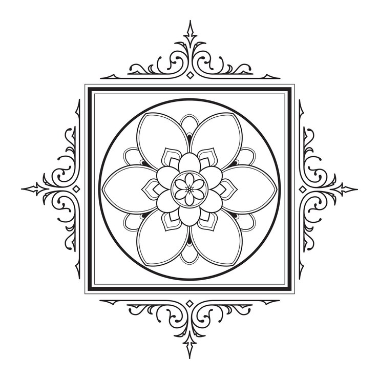 Mandala floral para colorear página patrón ornamental patrón circular diseño