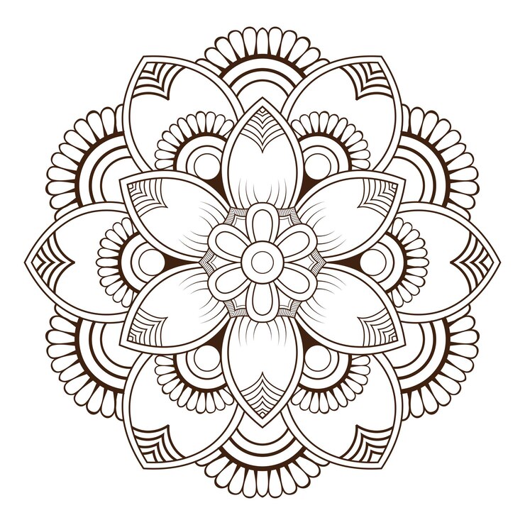 Mandala floral para colorear página patrón ornamental patrón circular diseño