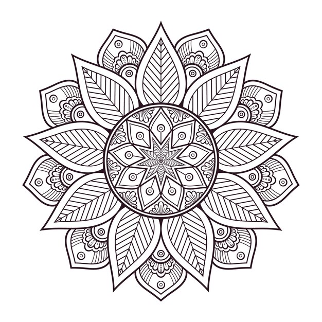 Mandala floral para colorear página patrón ornamental