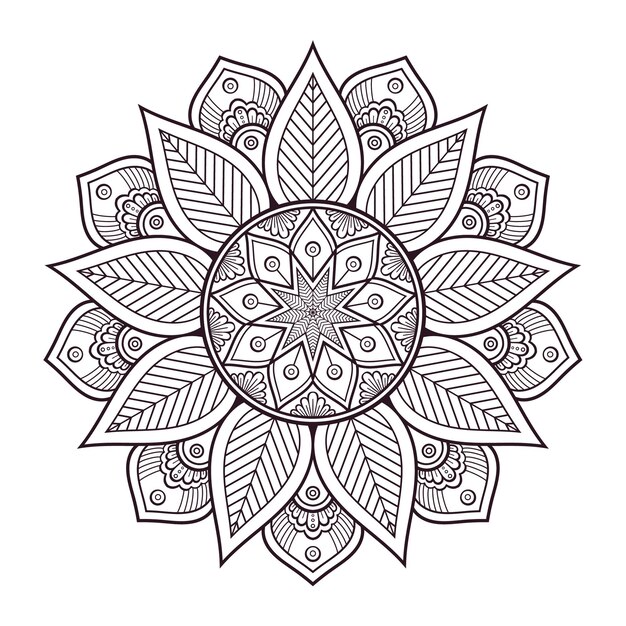 Mandala floral para colorear página patrón ornamental