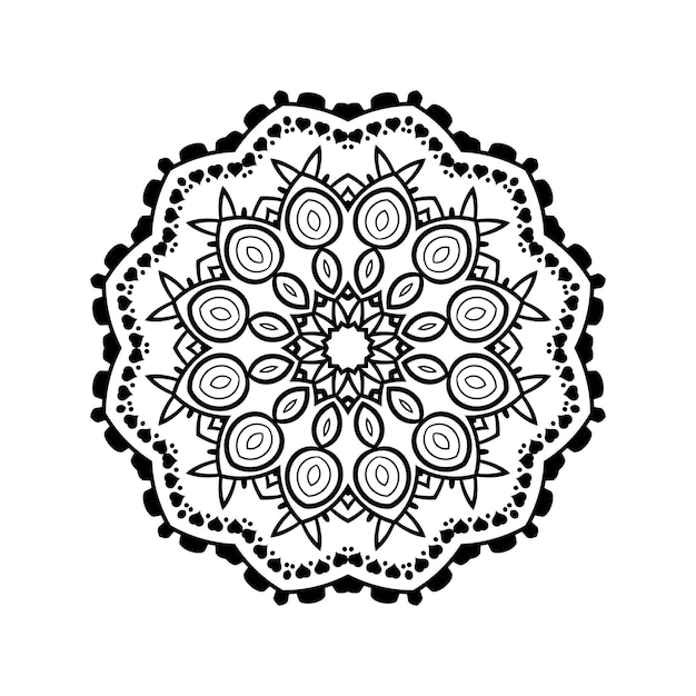 Mandala floral diseño en blanco y negro