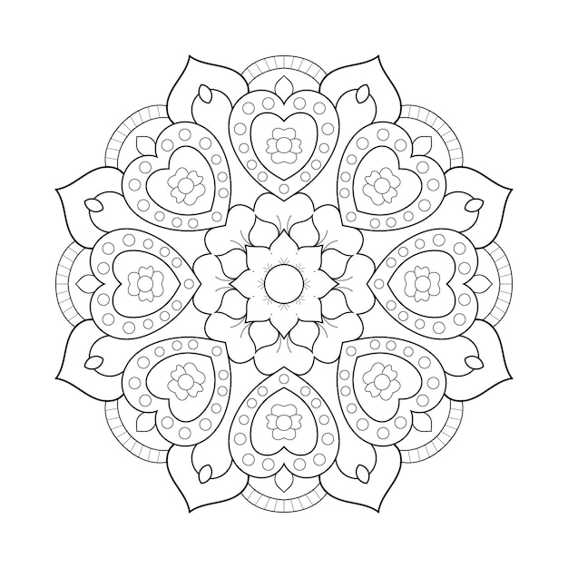 Mandala floral en estilo étnico con contorno para colorear página