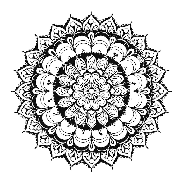 Mandala floral intrincada Página para colorear con líneas de tinta