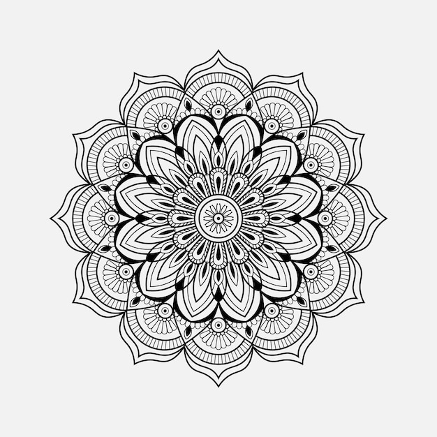 Mandala floral lineal elemento decorativo ornamental creativo ilustración vectorial de la forma del círculo