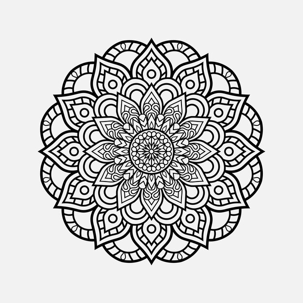 Mandala floral lineal elemento decorativo ornamental creativo ilustración vectorial de la forma del círculo