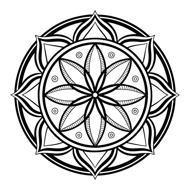 Mandala floral Mandala dibujando arte de líneas simples