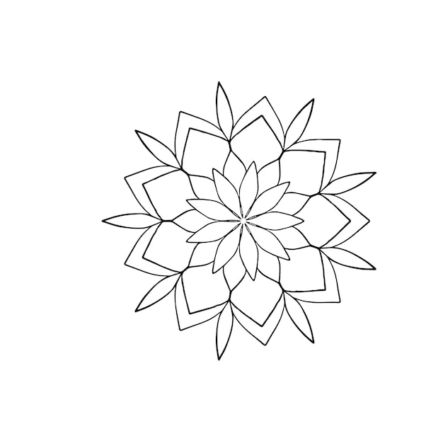 Mandala floral ornamental hecho de diseño de fondo blanco y negro