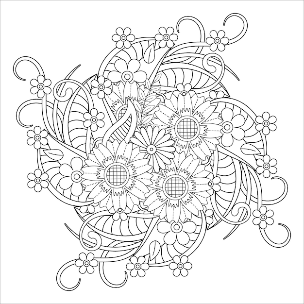 Mandala floral página para colorear