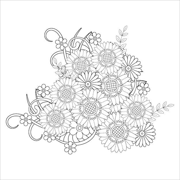 Mandala floral página para colorear