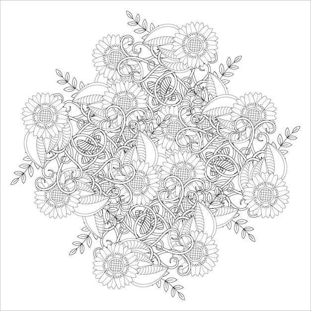 Mandala Floral Página Para Colorear