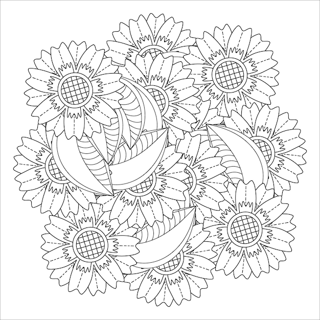 Mandala floral página para colorear