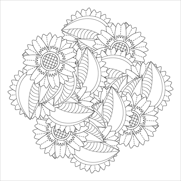 Mandala floral página para colorear