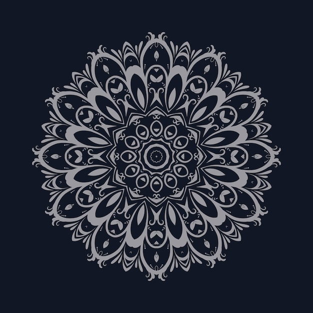 mandala floral patrones de relajación diseño único con fondo negro Patrón dibujado a mano