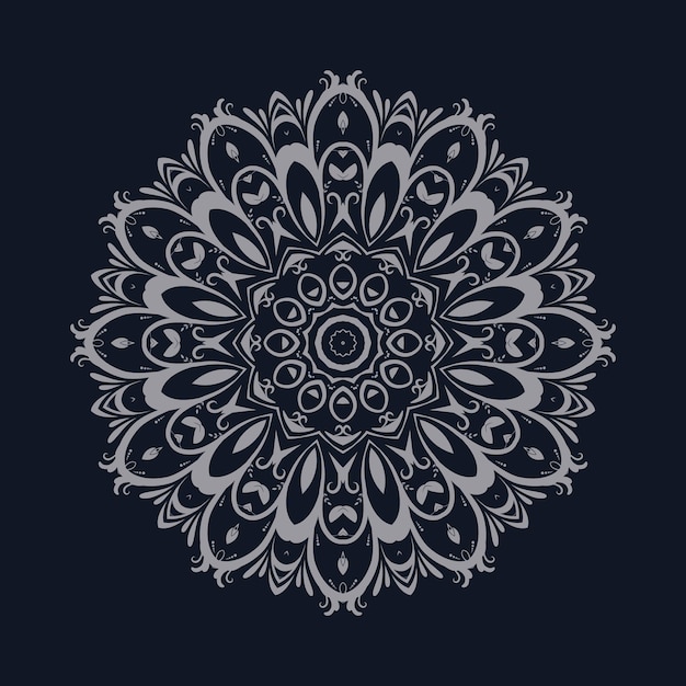 Mandala floral patrones de relajación diseño único con fondo negro patrón dibujado a mano