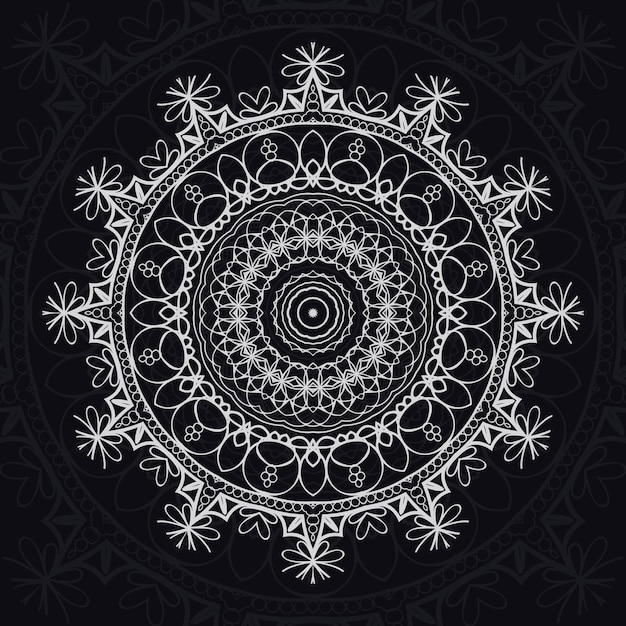 mandala floral patrones de relajación diseño único con fondo negro Patrón dibujado a mano