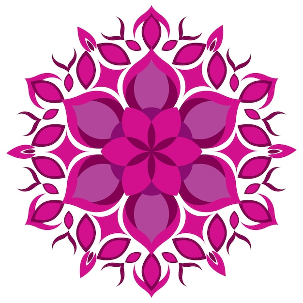 Mandala floral rosa intrincada con arte de diseño simétrico