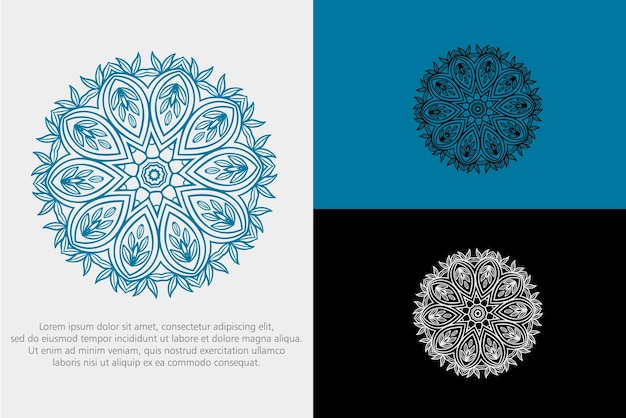 Mandala de flores Adornos redondos decorativos Patrones de terapia antiestrés Diseño de tejido Logotipos de yoga