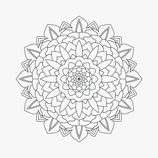 Mandala de flores para colorear diseño de patrón de página página para colorear para niños vector de arte de línea de mandala vintage patrón de mandala indio en blanco y negro para colorear páginas doodle mandala en fondo blanco