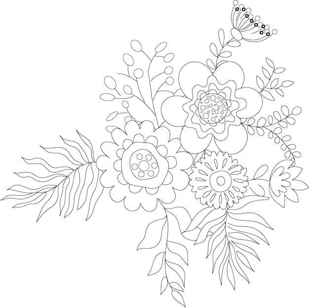 Vector mandala de flores para colorear