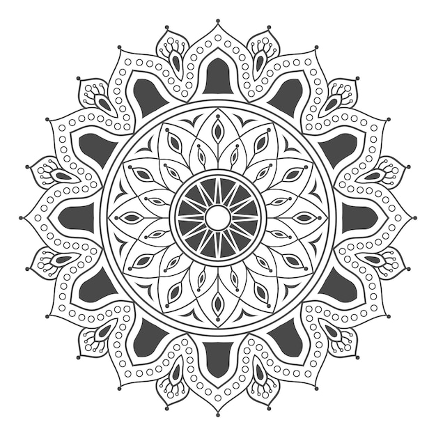 Mandala de flores dibujadas a mano para colorear libro