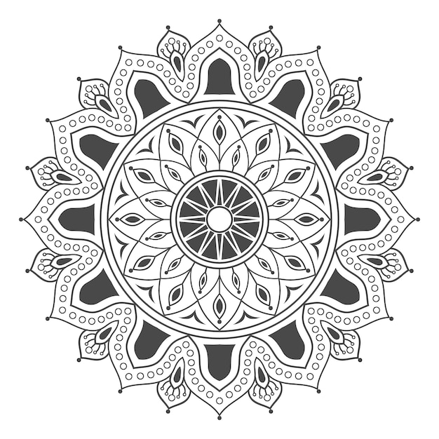 Mandala de flores dibujadas a mano para colorear libro