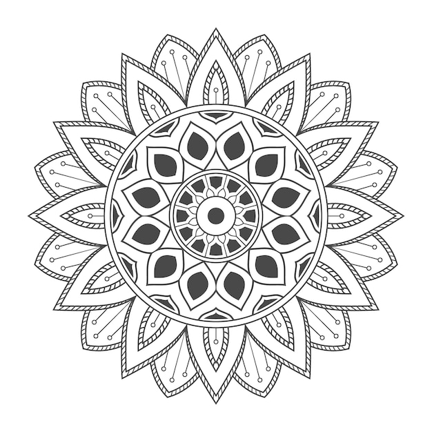 Mandala de flores dibujadas a mano para colorear página
