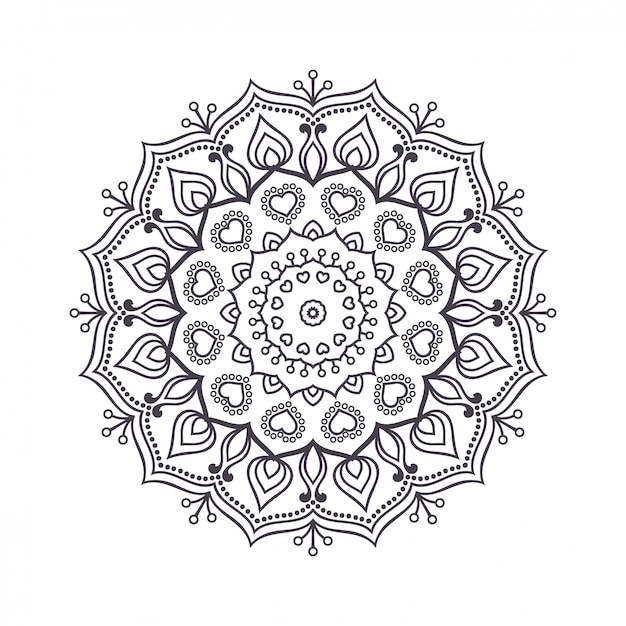 Mandala de flores dibujadas a mano para colorear.
