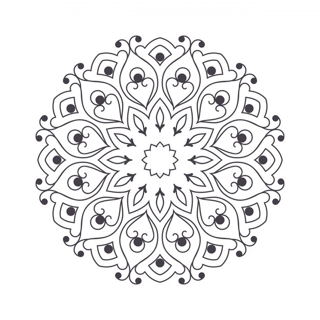 Mandala de flores dibujadas a mano para colorear.