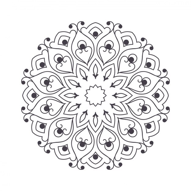 Mandala de flores dibujadas a mano para colorear.