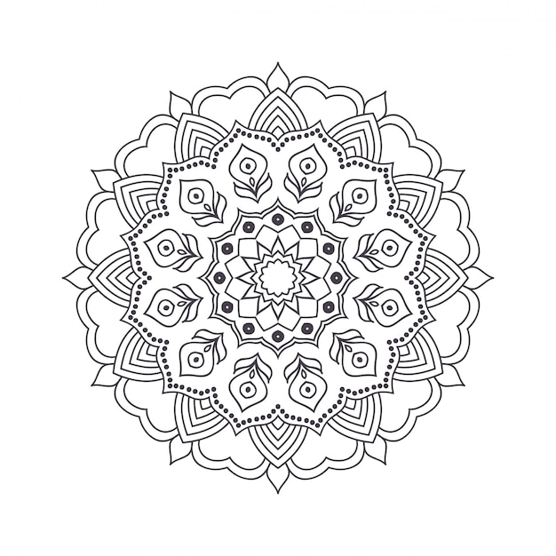 Mandala de flores dibujadas a mano para colorear.