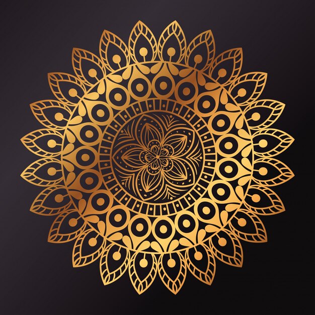 Mandala de flores doradas, mandala de lujo vintage, decoración ornamental
