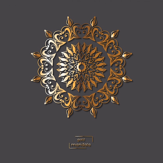Mandala de flores doradas ornamentales