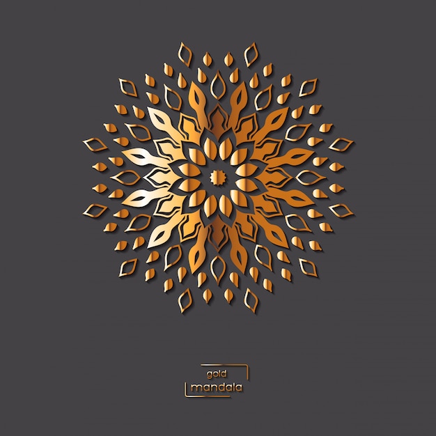 Vector mandala de flores doradas ornamentales